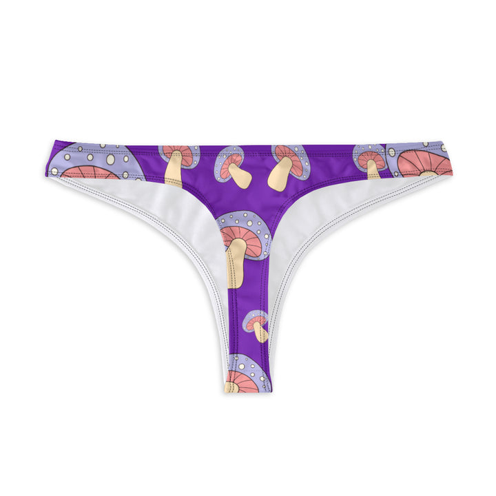 Retro Mushroom Thong, Psychedelic Purple Thong with Mushrooms, Thong for Women