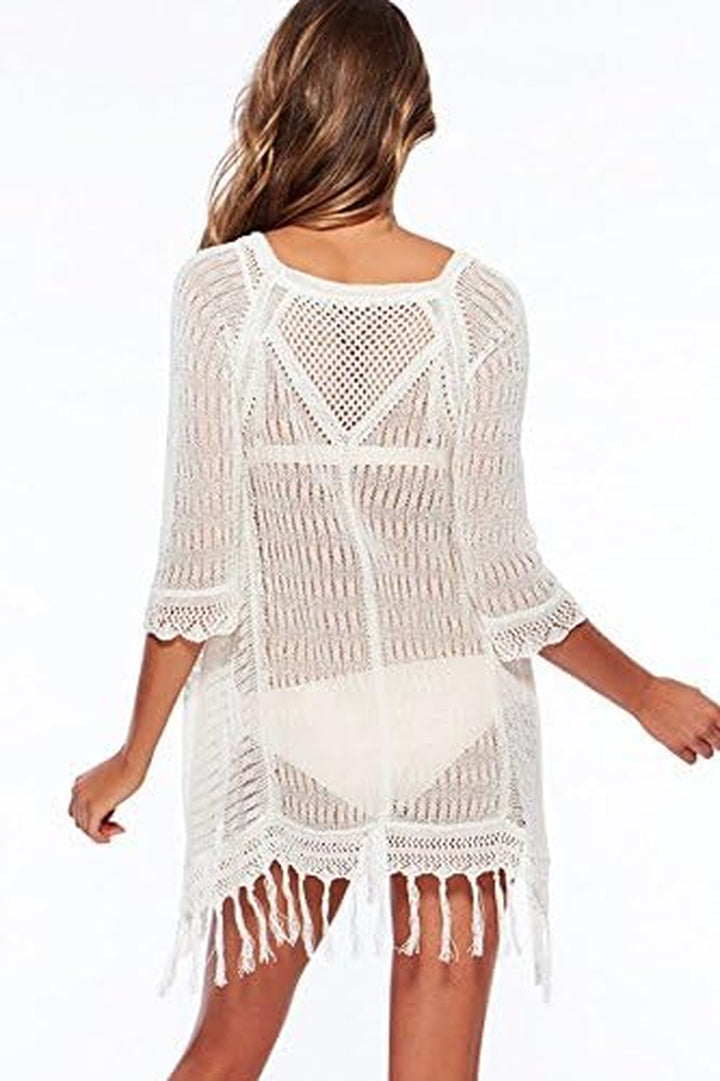 Beach Swimsuit for Women Sleeve Coverups Bikini Cover up Net Slit Dark Beige