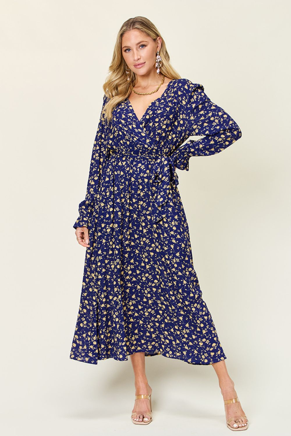 Tie Back Flounce Sleeve Dress