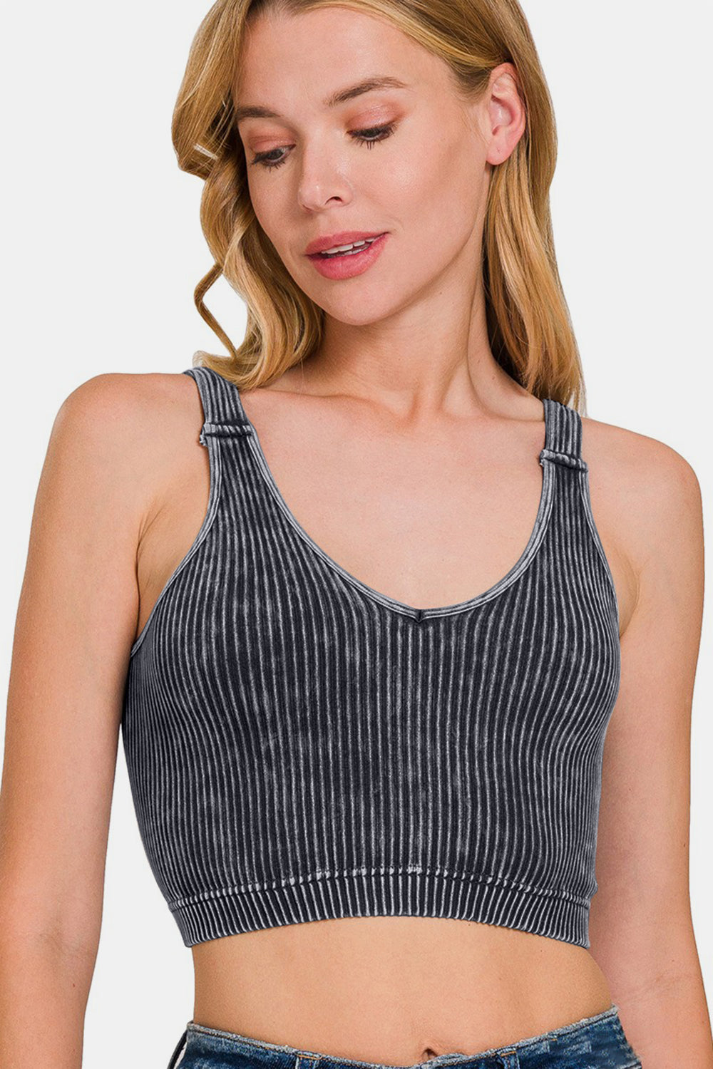 ribbed cropped tank top