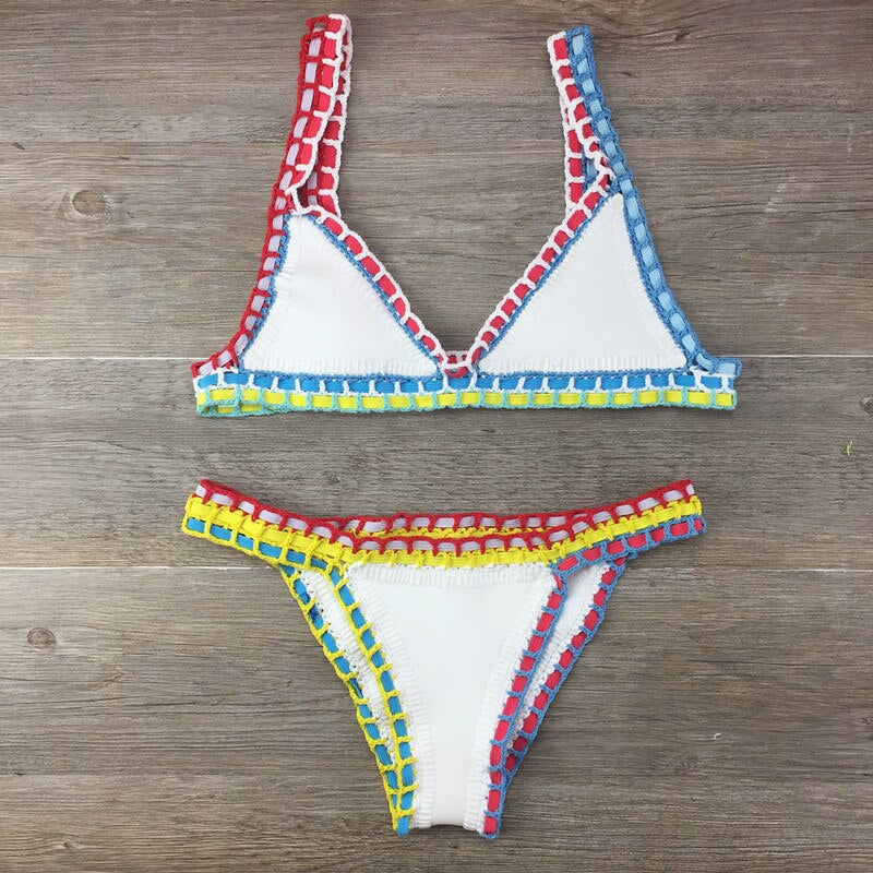 Crochet Swimsuit Bikinis Women'S Swimming Suit Sexy Bandage Brazilian Bikini 2023 Swimwear Women Bathing Suit Biquini 120