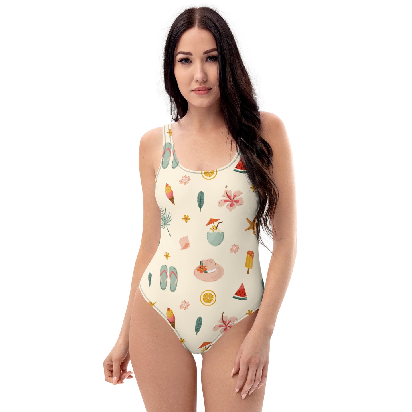 Tropical Paradise One-Piece Swimsuit – Summer Beach Vacation Bathing Suit