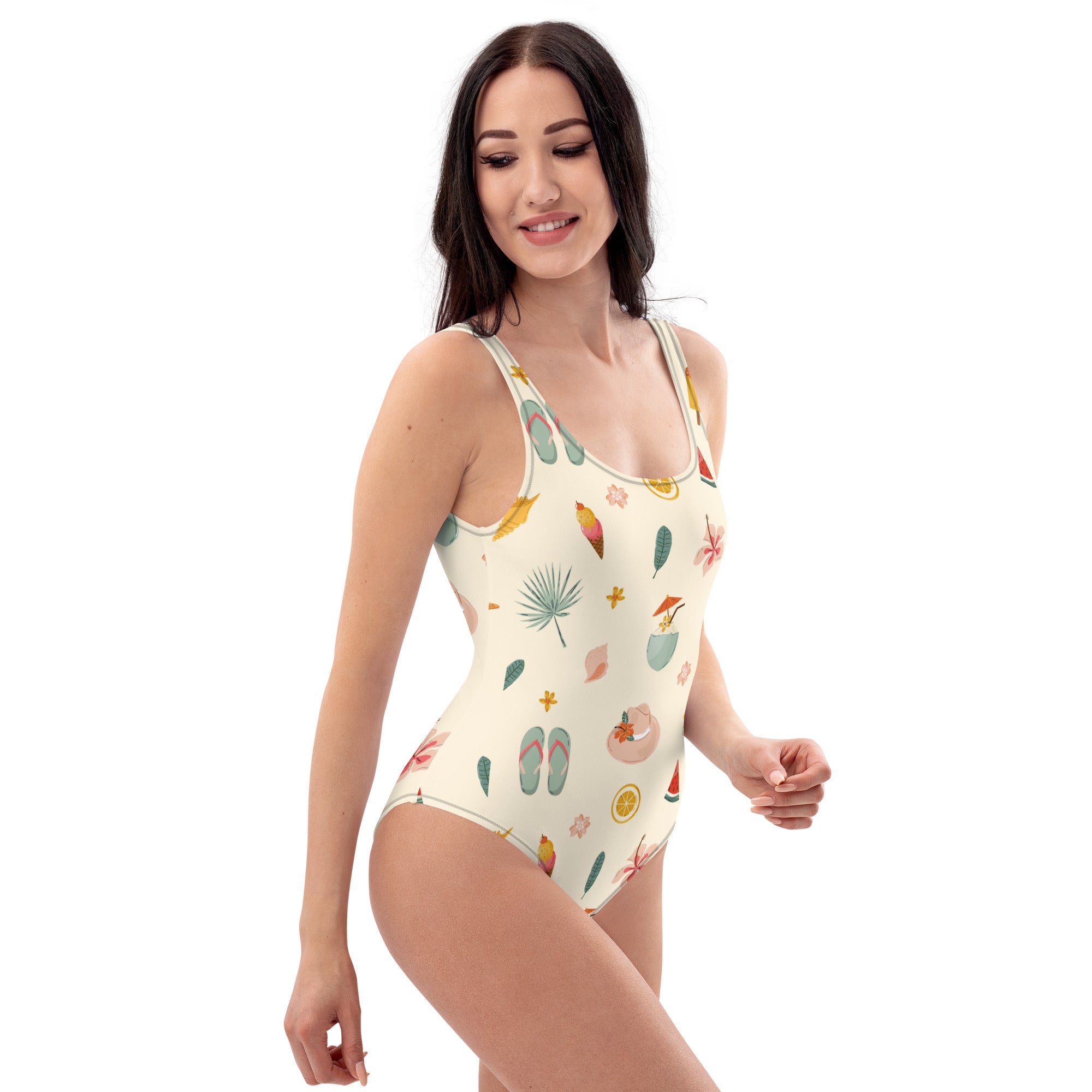 Tropical Paradise One-Piece Swimsuit – Summer Beach Vacation Bathing Suit