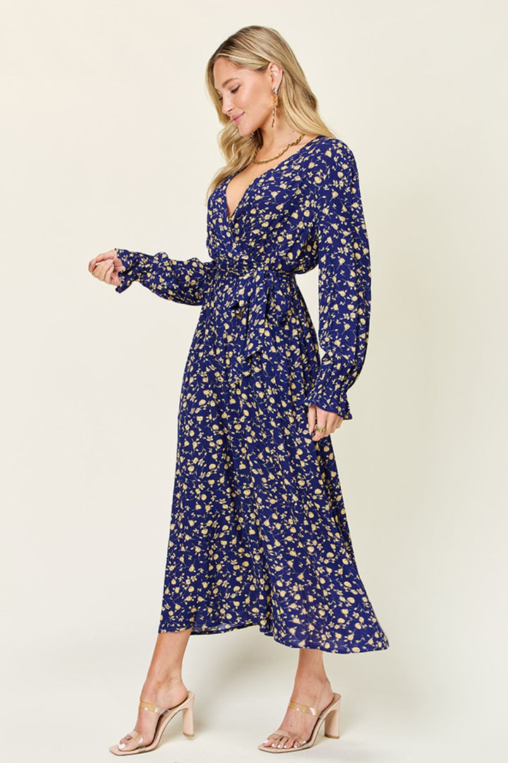 Tie Back Flounce Sleeve Dress